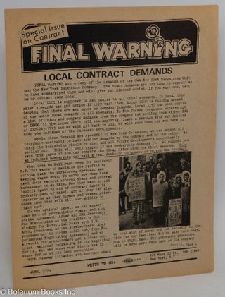 Cat.No: 292754 Final Warning. Special issue on contract (June 1974