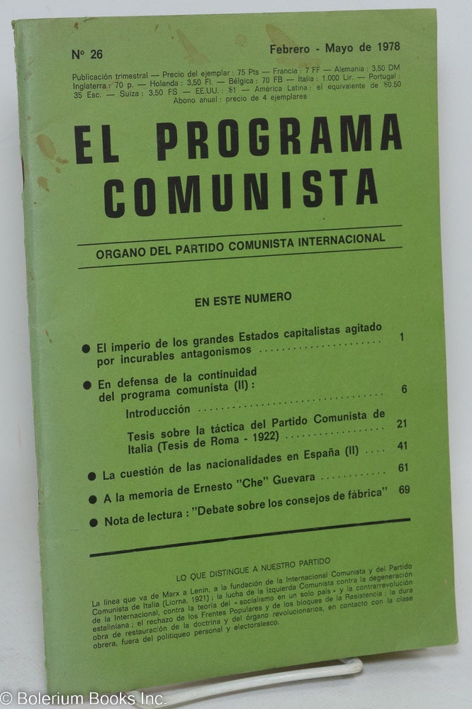 Cat.No: 292807 El Programa Comunista. No. 26 (Febrero - Mayo de 1978)