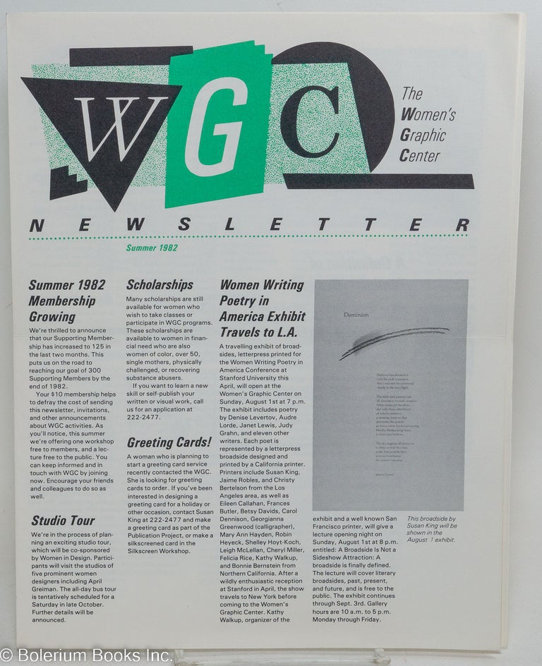 Cat.No: 292839 WGC: The Women's Graphic Center Newsletter; Summer 1982