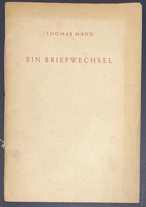 Cat.No: 292907 Ein Briefwechsel. Thomas Mann