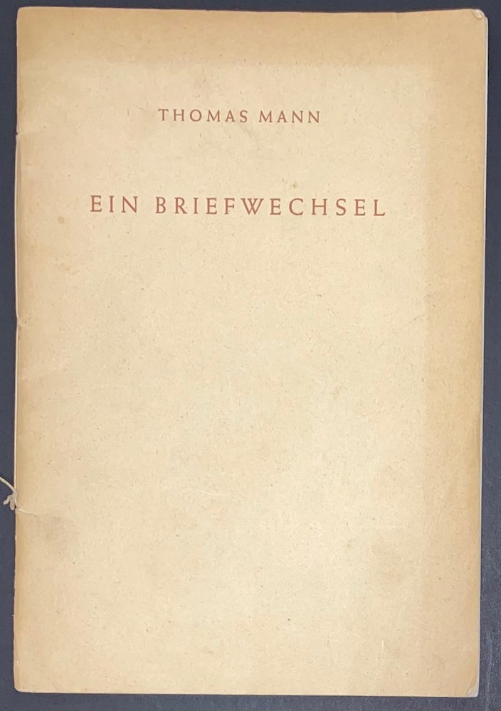Cat.No: 292907 Ein Briefwechsel. Thomas Mann.
