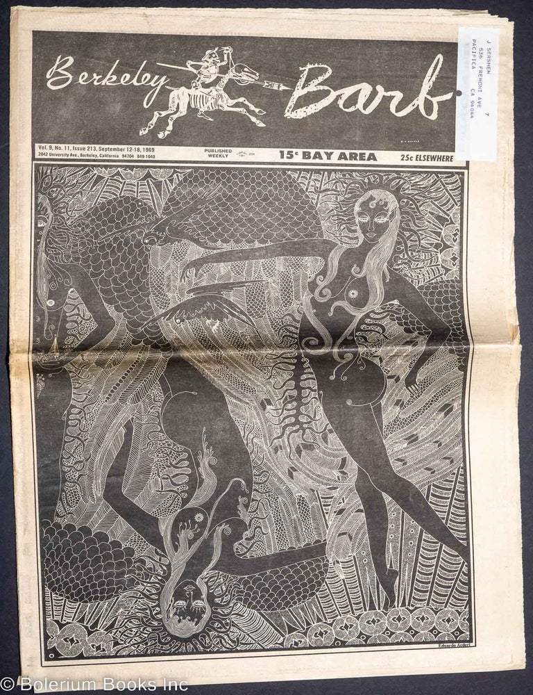 Cat.No: 292928 Berkeley Barb: vol. 9, #11 (#213) Sept. 12-18, 1969. Allan Coult, Rev. Michael A. F. Itkin Eduardo Arderi, Art Grossman.