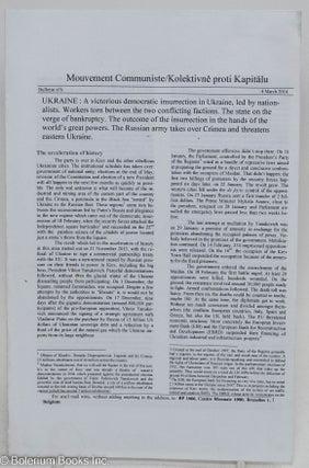 Cat.No: 292988 Mouvement Communiste / Kolektivnĕ proti Kapitălu, Bulletin no. 6 (March...