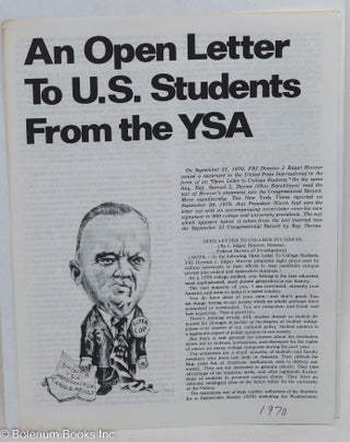 Cat.No: 293095 An open letter to U.S. students from the YSA. Young Socialist Alliance,...