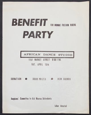 Cat.No: 293152 Benefit Party for Monroe Freedom Riders. African Dance Studio [handbill