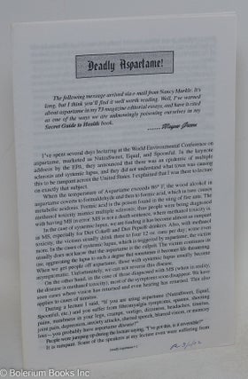 Cat.No: 293246 Deadly Aspartame! Nancy Markle, intro Wayne Green