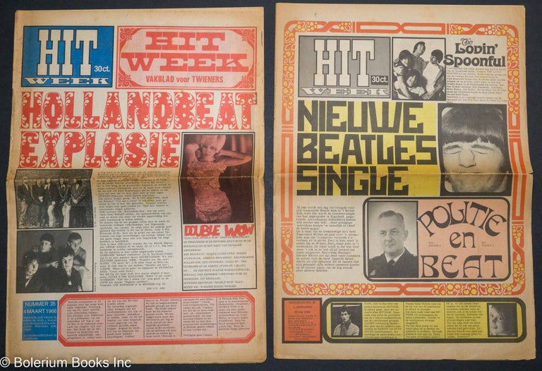 Cat.No: 293252 Hit Week: vakblad voor twieners; #25 & #36,4 Maart & 20 Mei, 1966 [two issues]: Hollandbeat Explosie & Neuwe Beatles Single. Willem De Ridder, samenstelling.