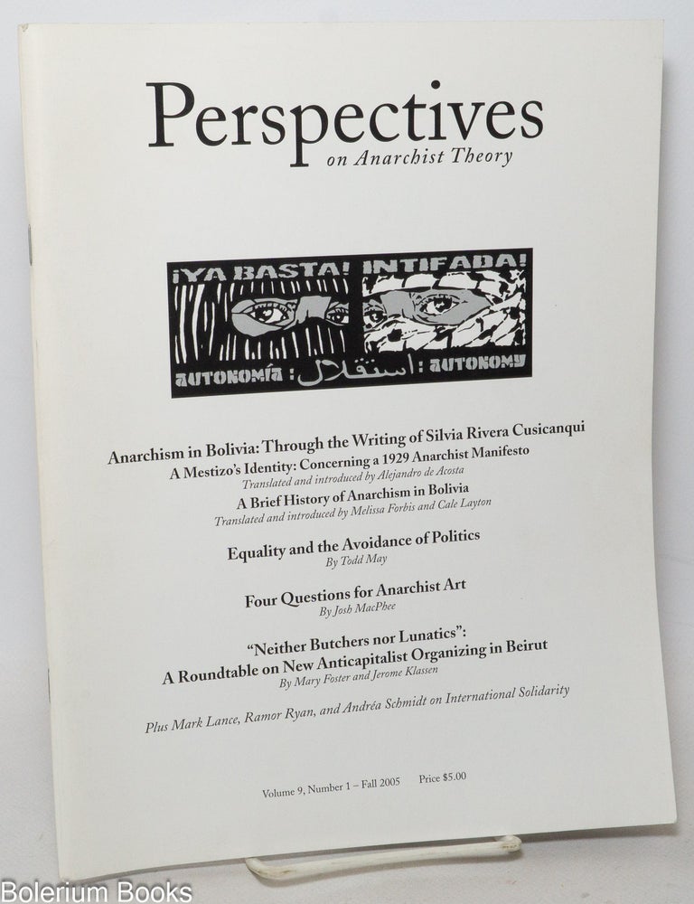 Cat.No: 293820 Perspectives on Anarchist Theory: Vol. 9, No. 1, Fall 2005