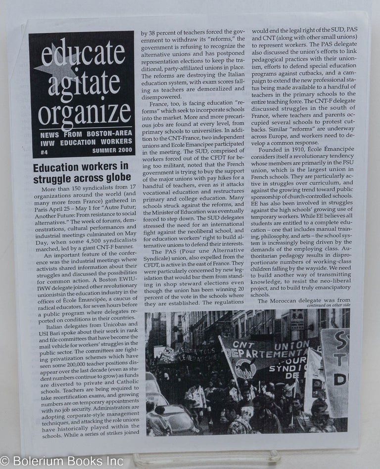Cat.No: 293873 Educate, agitate, organize; new from Boston-area IWW education workers, #4 (Summer 2000)