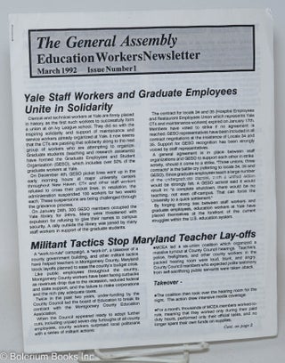 Cat.No: 293883 The general assembly; education workers newsletter, no. 1 (March 1992