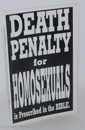 Cat.No: 29406 Death penalty for homosexuals is prescribed in the Bible. [Interior title:]...