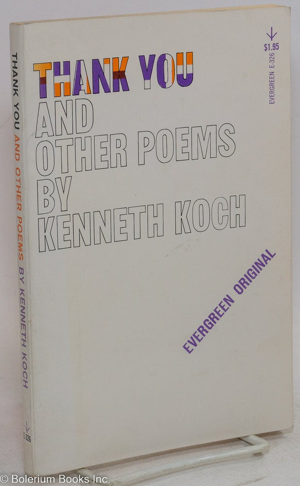 Cat.No: 294165 Thank You & other poems. Kenneth Koch.