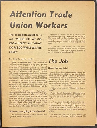 Cat.No: 294553 Attention Trade Union Workers. Industrial Workers of the World