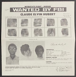 Cat.No: 294575 Wanted by FBI: Claude Elvin Hubert. Claude Elvin Hubert