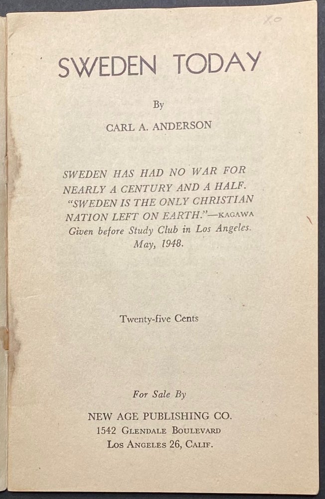 Cat.No: 294878 Sweden Today. Carl A. Anderson.