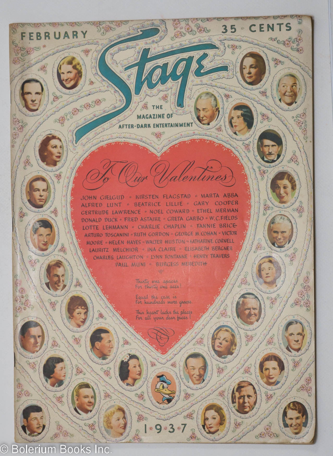 Stage the magazine of after dark entertainment February 1937 To Our Valentines by John Hanrahan Beatrice Lillie Russell Crouse Cedrick Hardwicke