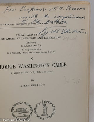 George Washington Cable, a study of his early life and work