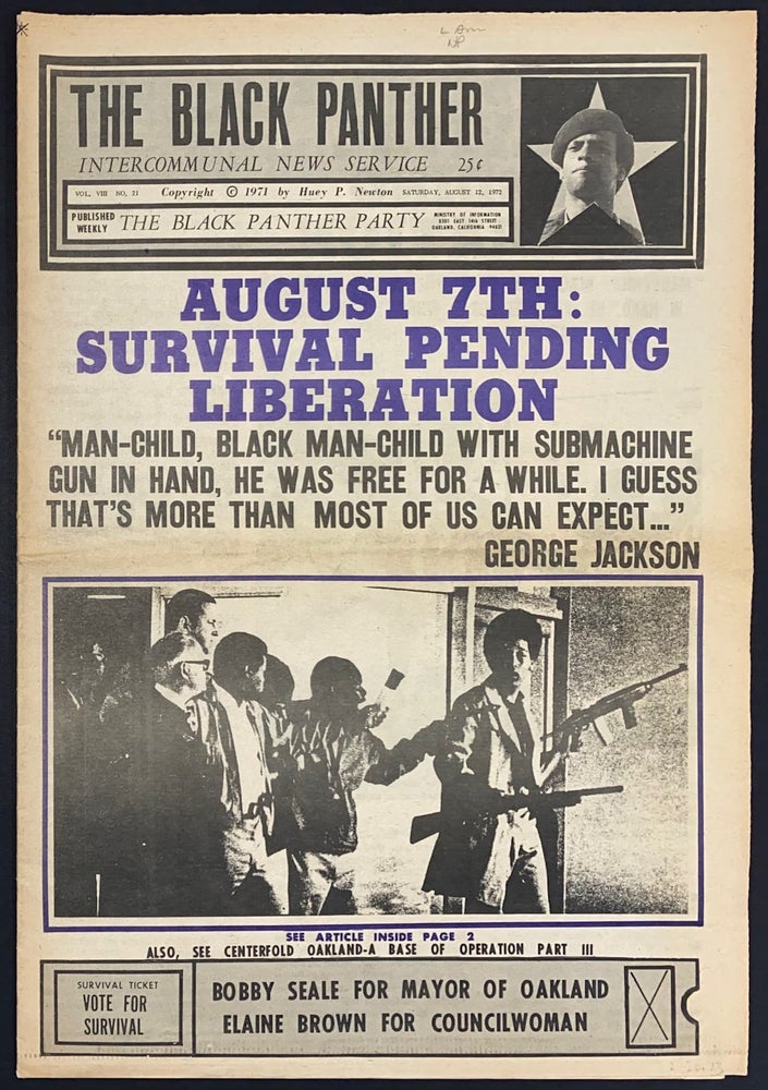 Cat.No: 295535 The Black Panther Intercommunal News Service. Vol. VIII, no. 21, Saturday, August 12, 1972