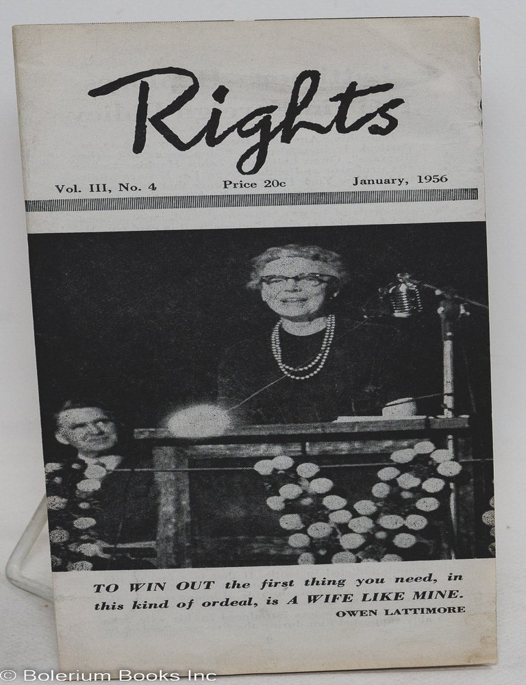 Cat.No: 295664 Rights, vol. 3, no. 4, January 1956. Emergency Civil Liberties Committee.