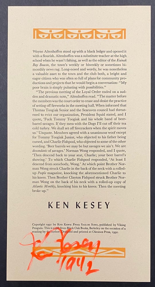 Cat.No: 295698 [Selection from Sailor Song]. Ken Kesey.