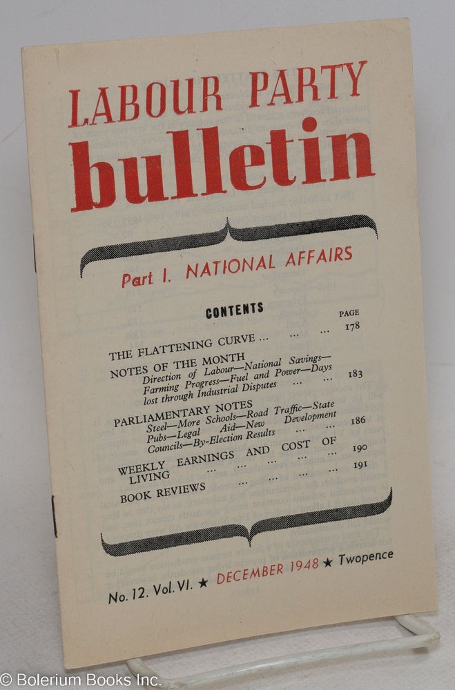 Cat.No: 295755 Labour Party Bulletin, Part I. National Affairs; no. 12, vol. VI (December 1948)