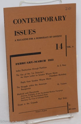 Cat.No: 295956 Contemporary Issues: vol. 4 no. 14, February-March 1953