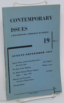 Cat.No: 295957 Contemporary Issues: vol. 5 no. 19, August-September 1954