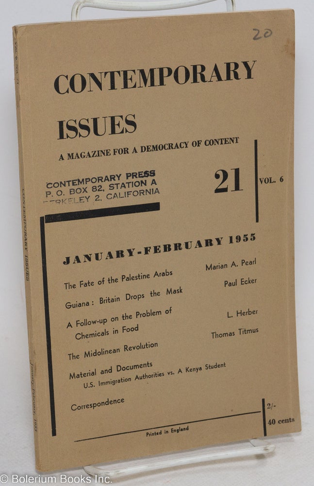 Cat.No: 295958 Contemporary Issues: vol. 6 no. 21, January-February 1955