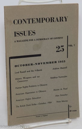 Cat.No: 295959 Contemporary Issues: vol. 7 no. 25, October-November 1955