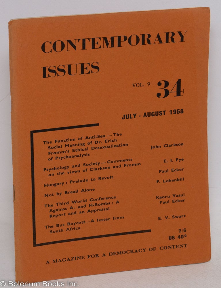 Cat.No: 295963 Contemporary Issues: vol. 9 no. 34, July-August 1958