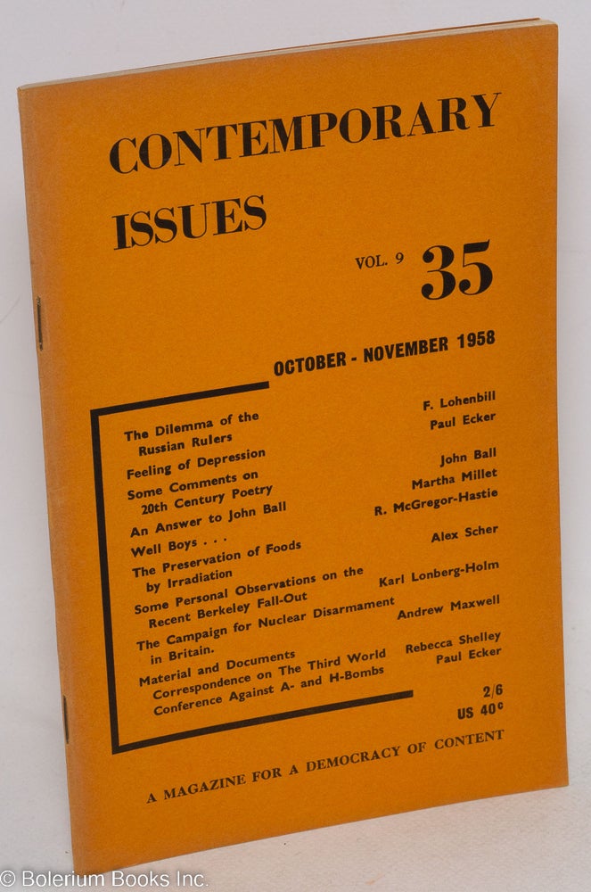 Cat.No: 295964 Contemporary Issues: vol. 9 no. 35, October-November 1958