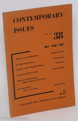 Cat.No: 295966 Contemporary Issues: vol. 10 no. 38, May-June 1960
