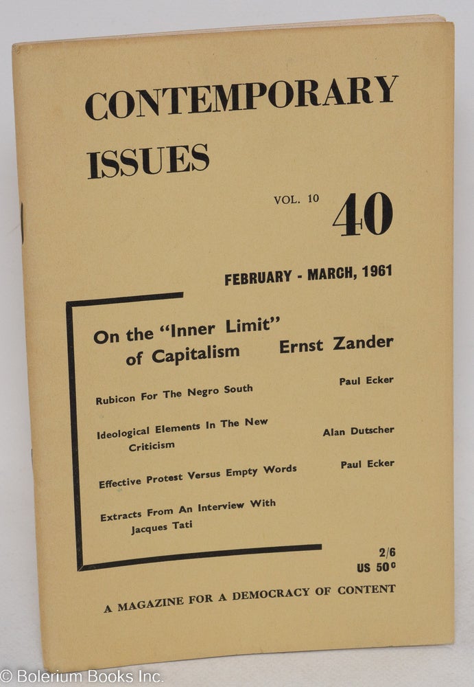 Cat.No: 295967 Contemporary Issues: vol. 10 no. 40, February-March 1961