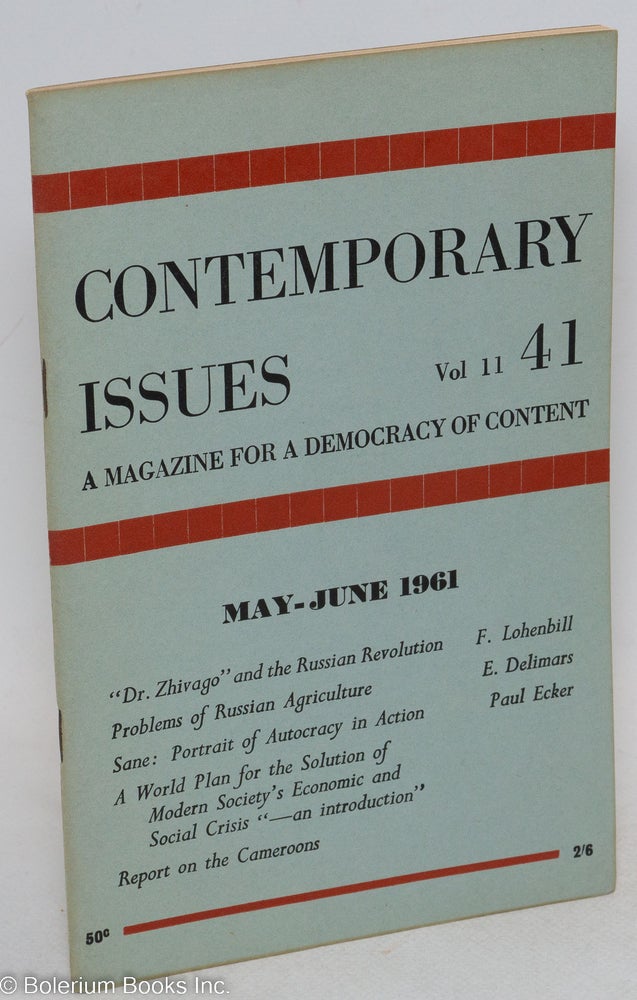 Cat.No: 295968 Contemporary Issues: vol. 11 no. 41, May-June 1961