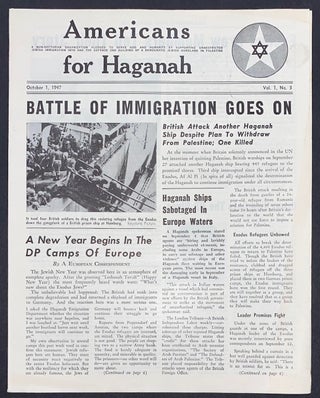 Cat.No: 296057 Americans for Haganah. Vol. 1 no. 3 (October 1, 1947