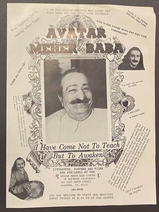 Cat.No: 296187 Avatar Meher Baba: I have come not to teach but to awaken [handbill