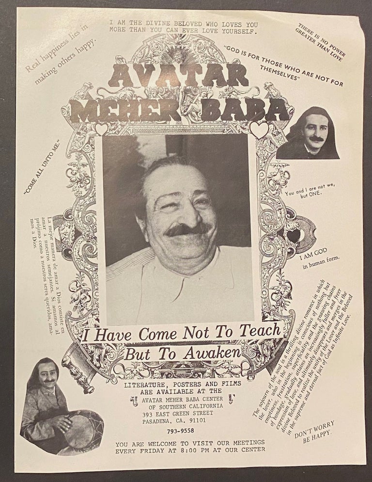 Cat.No: 296187 Avatar Meher Baba: I have come not to teach but to awaken [handbill]