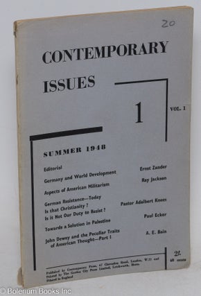 Cat.No: 296201 Contemporary Issues: vol. 1 no. 1, Summer 1948
