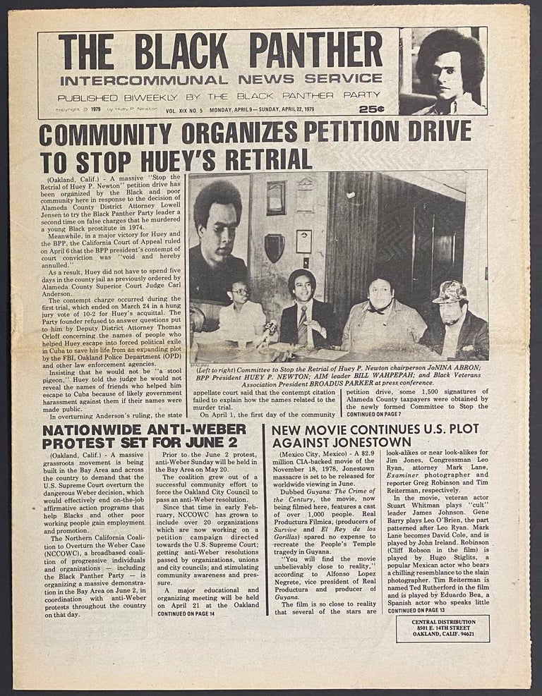 Cat.No: 296331 The Black Panther Intercommunal News Service. Vol. XIX no. 5 (Monday, April 9 - Sunday, April 22, 1979)