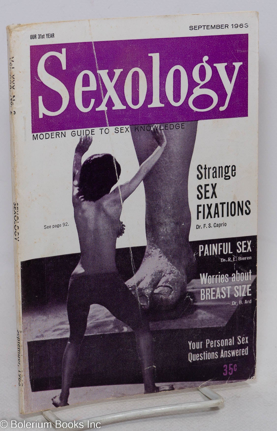 Sexology: vol. 30, #2, Sept. 1963: Strange Sex Fixations | Hugo Gernsback,  Isadore Rubin publisher, Dr. Max Lerner