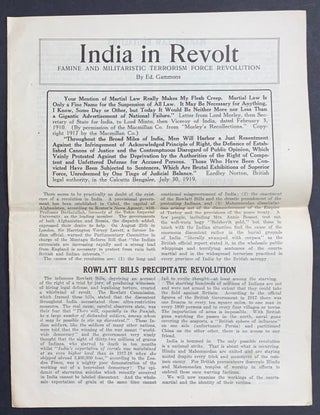 Cat.No: 296815 India in revolt: famine and militaristic terrorism force revolution. Ed...