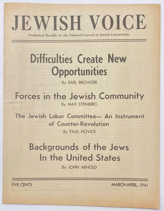 Cat.No: 296822 Jewish Voice. Vol. 1 no. 2 (March-April 1941