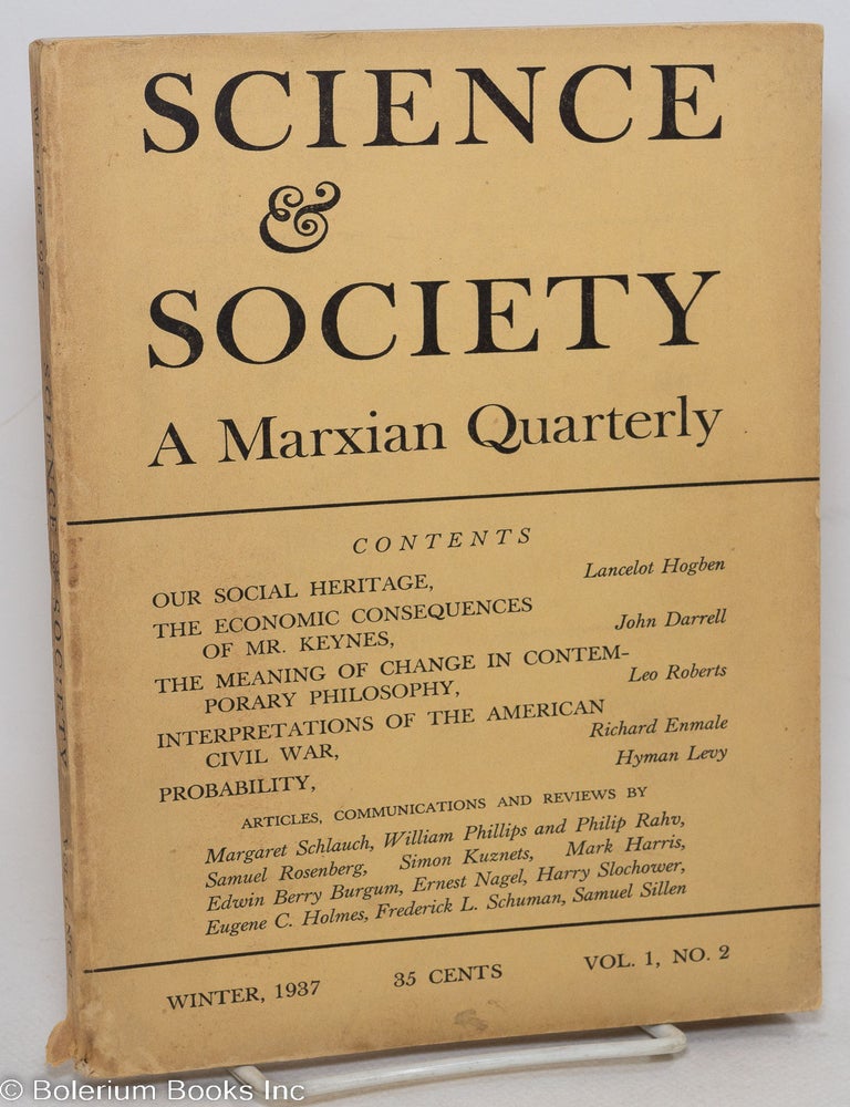 Science & Society; a Marxian quarterly, volume 1, no. 2 Winter 1937 ...