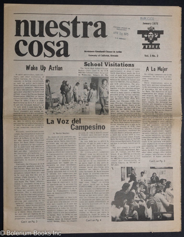 Cat.No: 296910 Nuestra cosa: Vol. 3 No. 2, January 1975