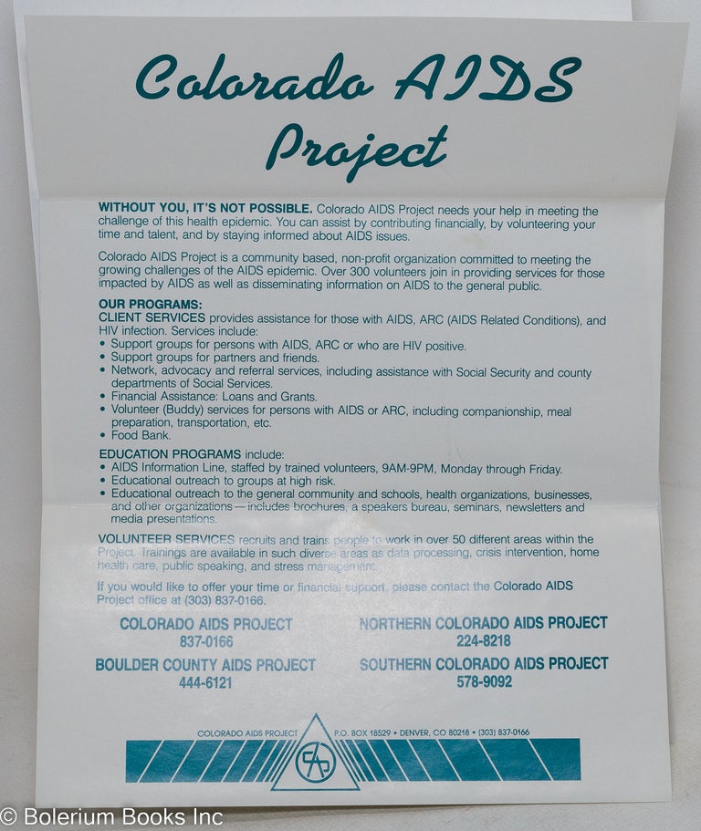 Cat.No: 297012 Colorado AIDS Project [handbill