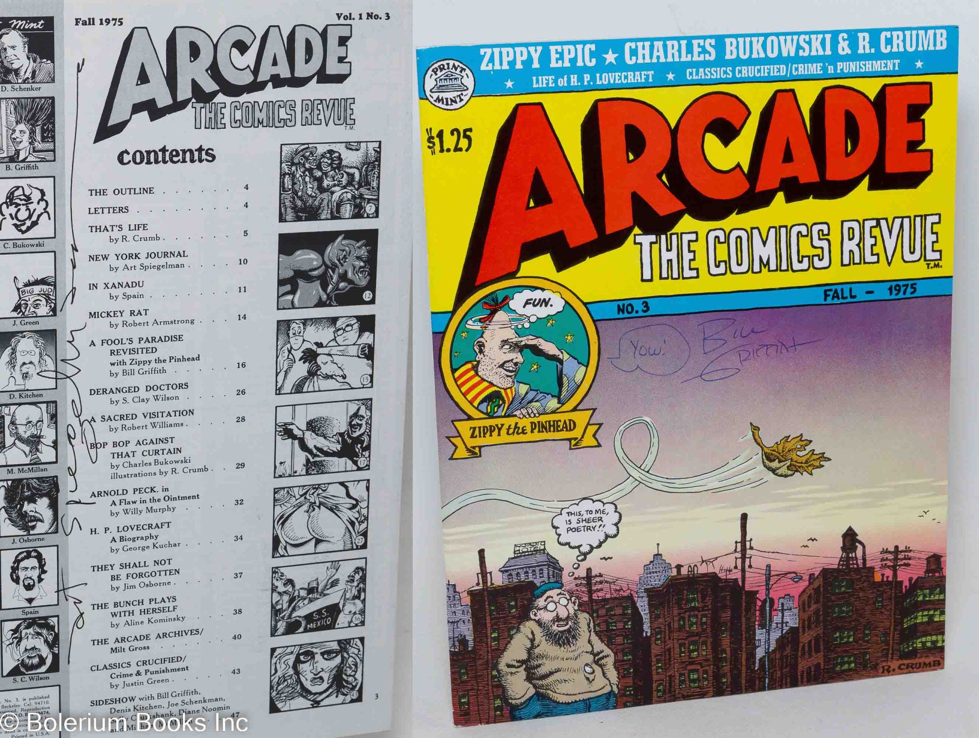 Arcade: the comics revue #3, Fall 1975: Zippy the Pinhead signed