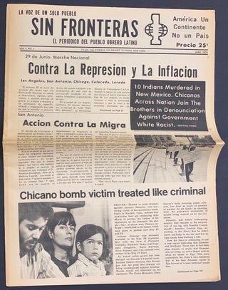 Cat.No: 297444 Sin fronteras: el periodico del pueblo obrero latino. Vol. 1 no. 7 (June 1974