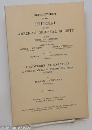 Cat.No: 297520 Supplement to the Journal of the American Oriental Society, Number 9,...
