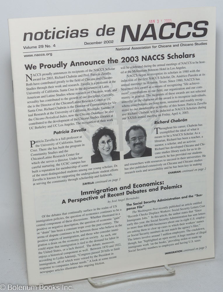 Cat.No: 297893 Noticias de NACCS: Volume 29, No. 4, December 2002