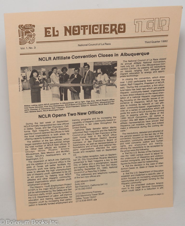 Cat.No: 298313 El noticiero: Vol. 1, No. 3, Third Quarter 1980